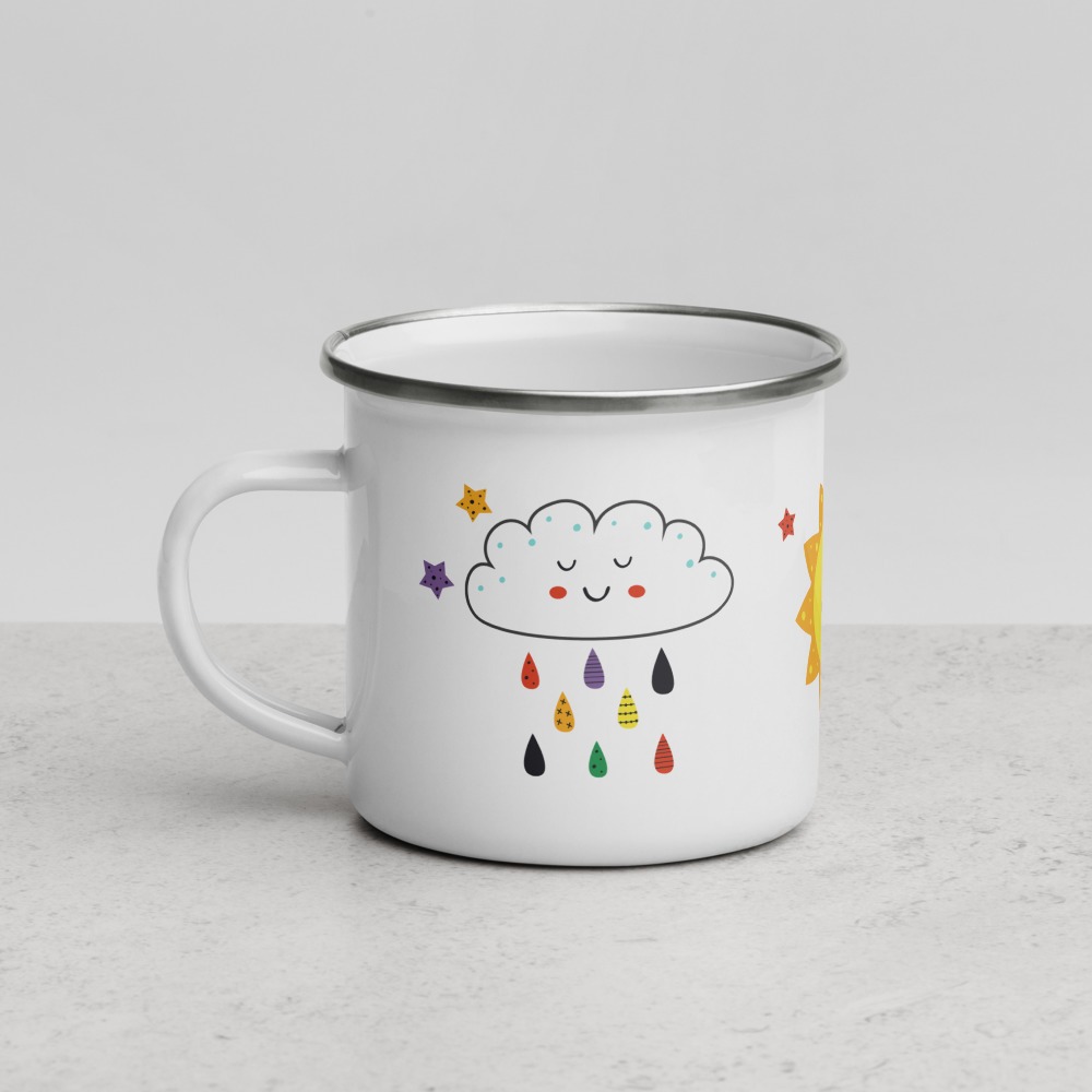 Rainbow Rainy Day Enamel Mug