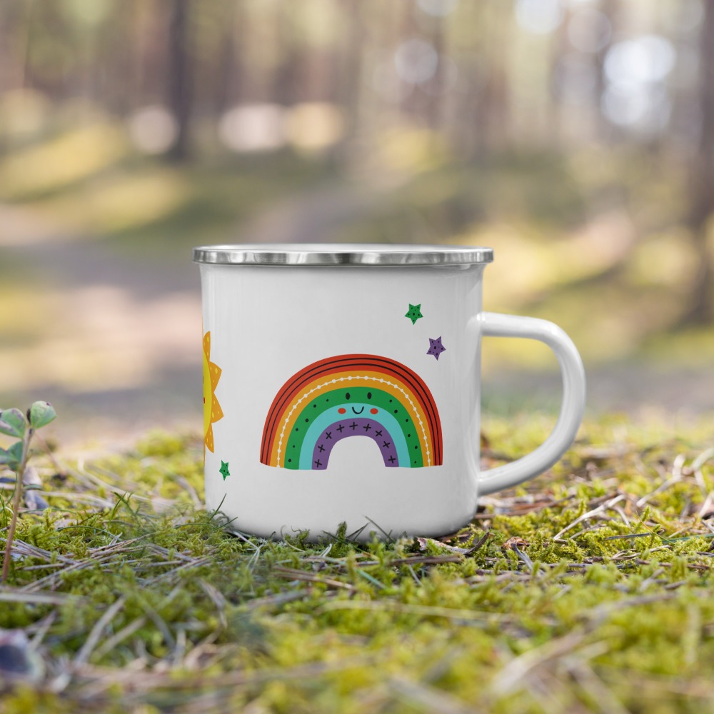 Cute camping mug for a good mood, rainy day mug, kawaii coffee and tea cup