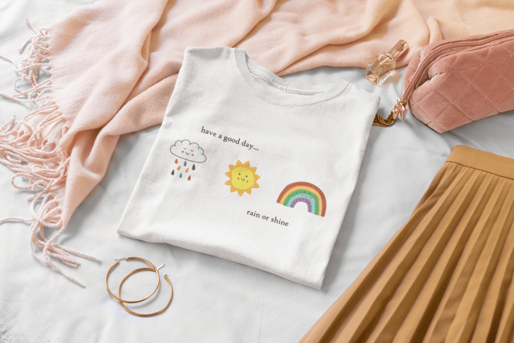 Shirts and women's clothing to put you in a good mood! Self care and mental health shirts and other happy gifts for her.