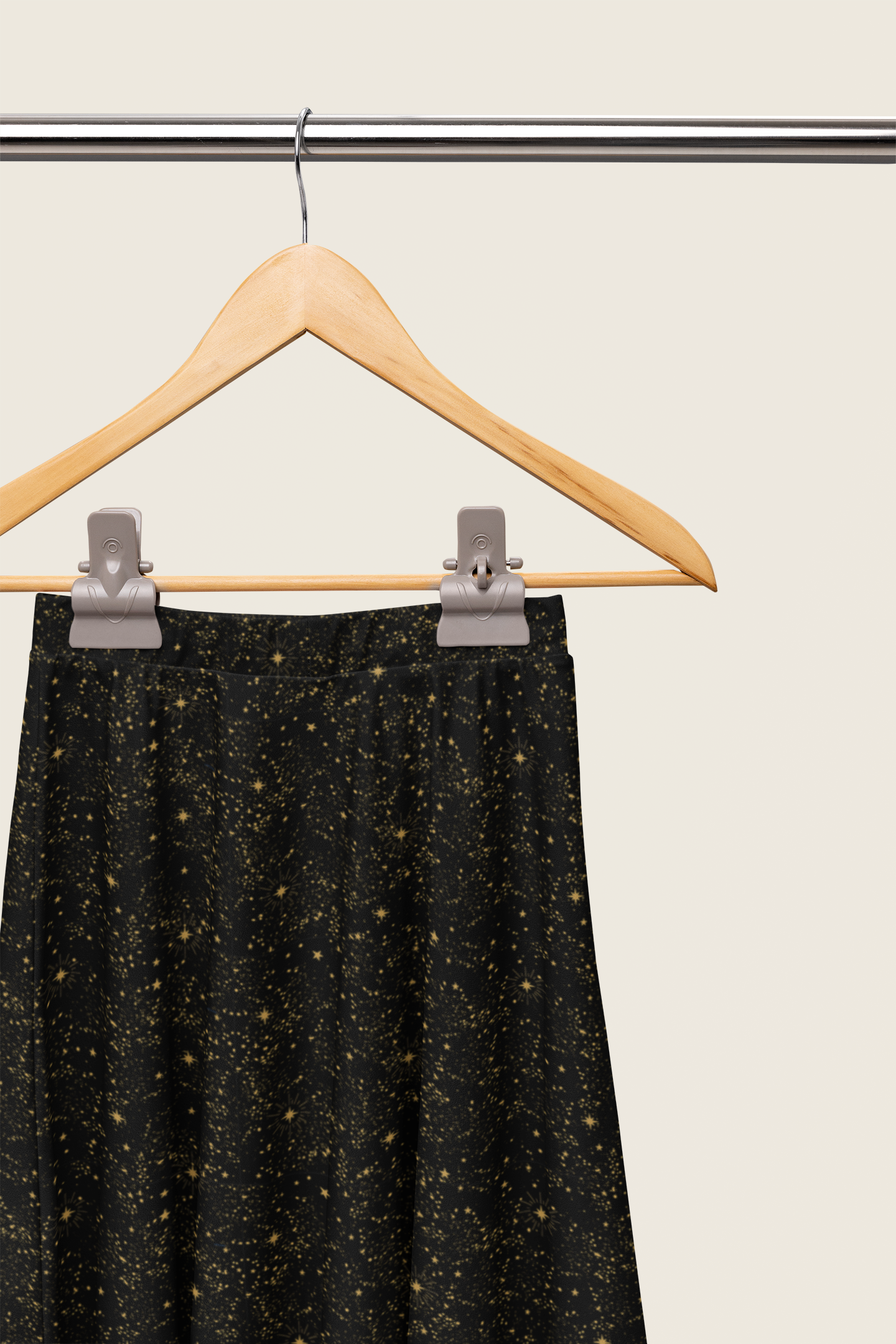 Black and gold retro vintage inspired starry night skirt sky deep outer space flare skater mini skirt