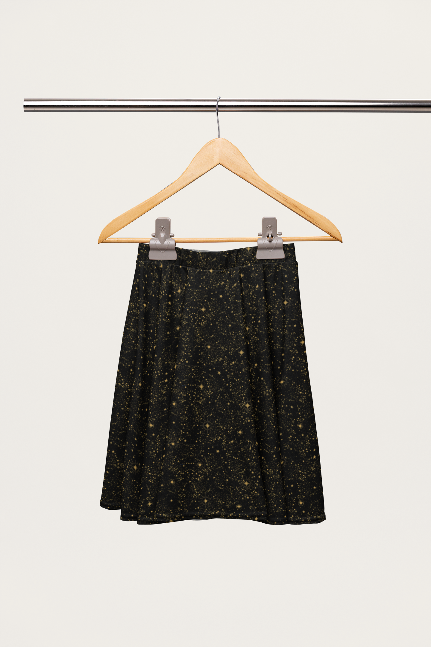 Black and gold retro vintage inspired starry night sky skirt deep outer space flare skater mini skirt