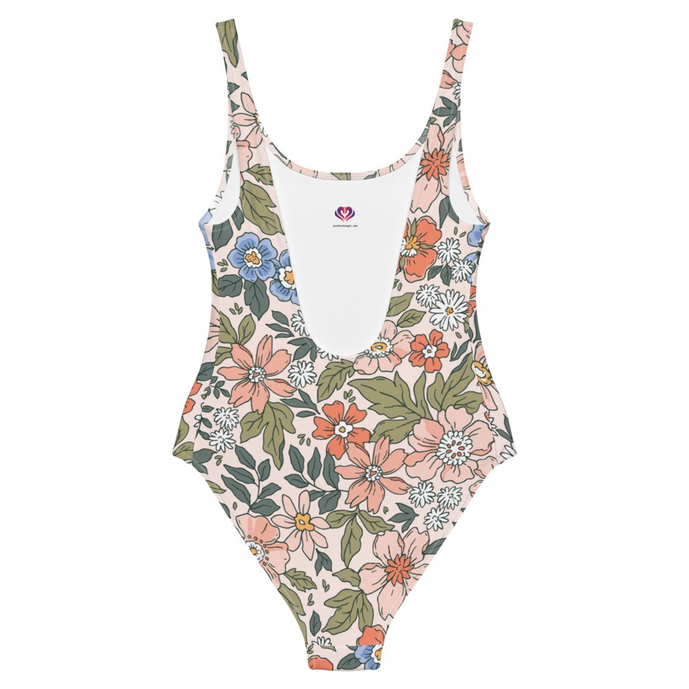 low back floral one piece swimsuit