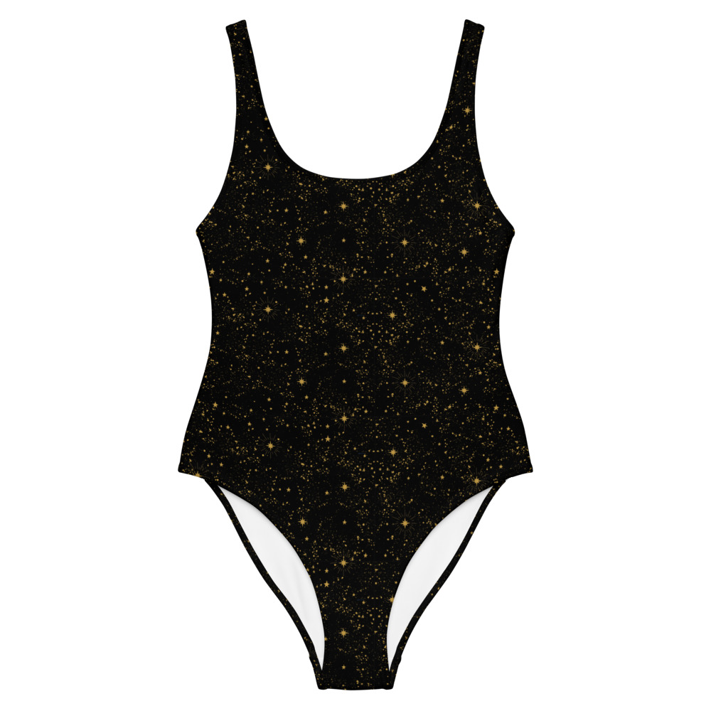 starry night sky space stars celestial one piece swimsuit