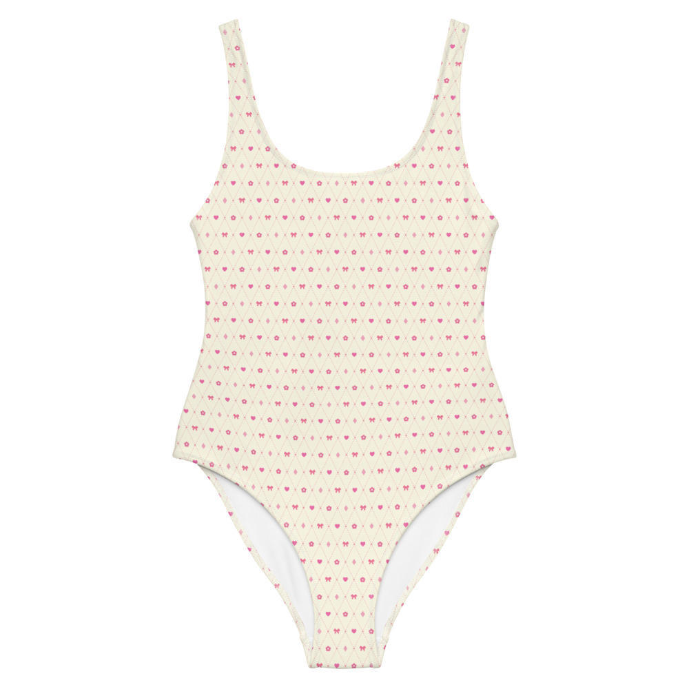 Preppy in Pink One-Piece Swimsuit