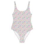 Kawaii clothes women's swimwear with cute mermaid pearl pattern. Pink swimsuits for women.