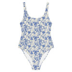 Vintage inspired cottagecore blue one piece swimsuit