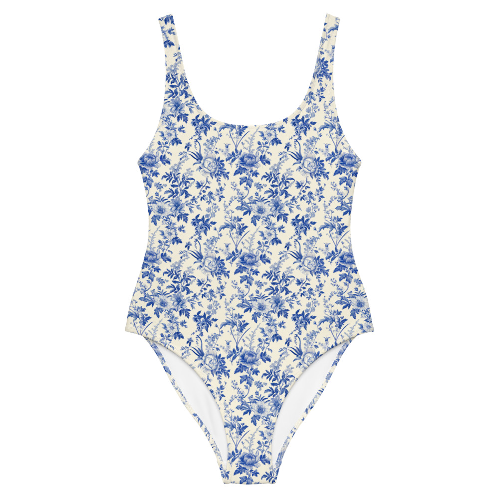 Blue Floral One-Piece Swimsuit