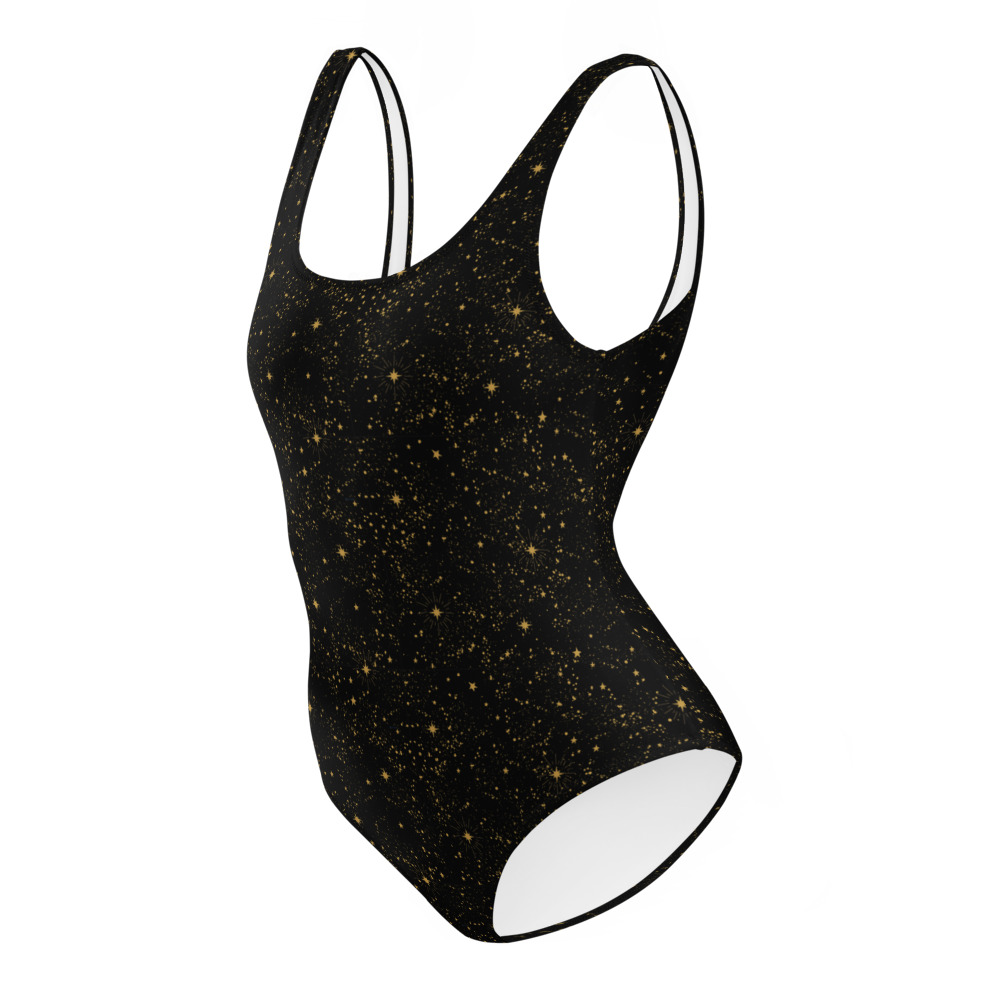 starry night sky space stars celestial one piece swimsuit