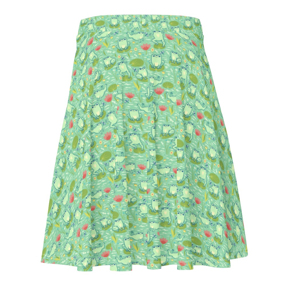 Green frog skirt, kawaii clothes. Mini skirts, women's clothing