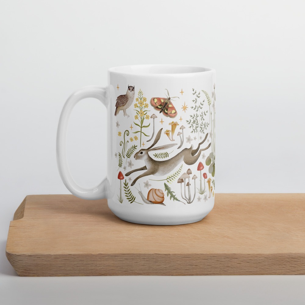 Fall Autumn Cottagecore Mug, Ceramic, Microwave Dishwasher Safe Farm Decor with Animals Nature Floral