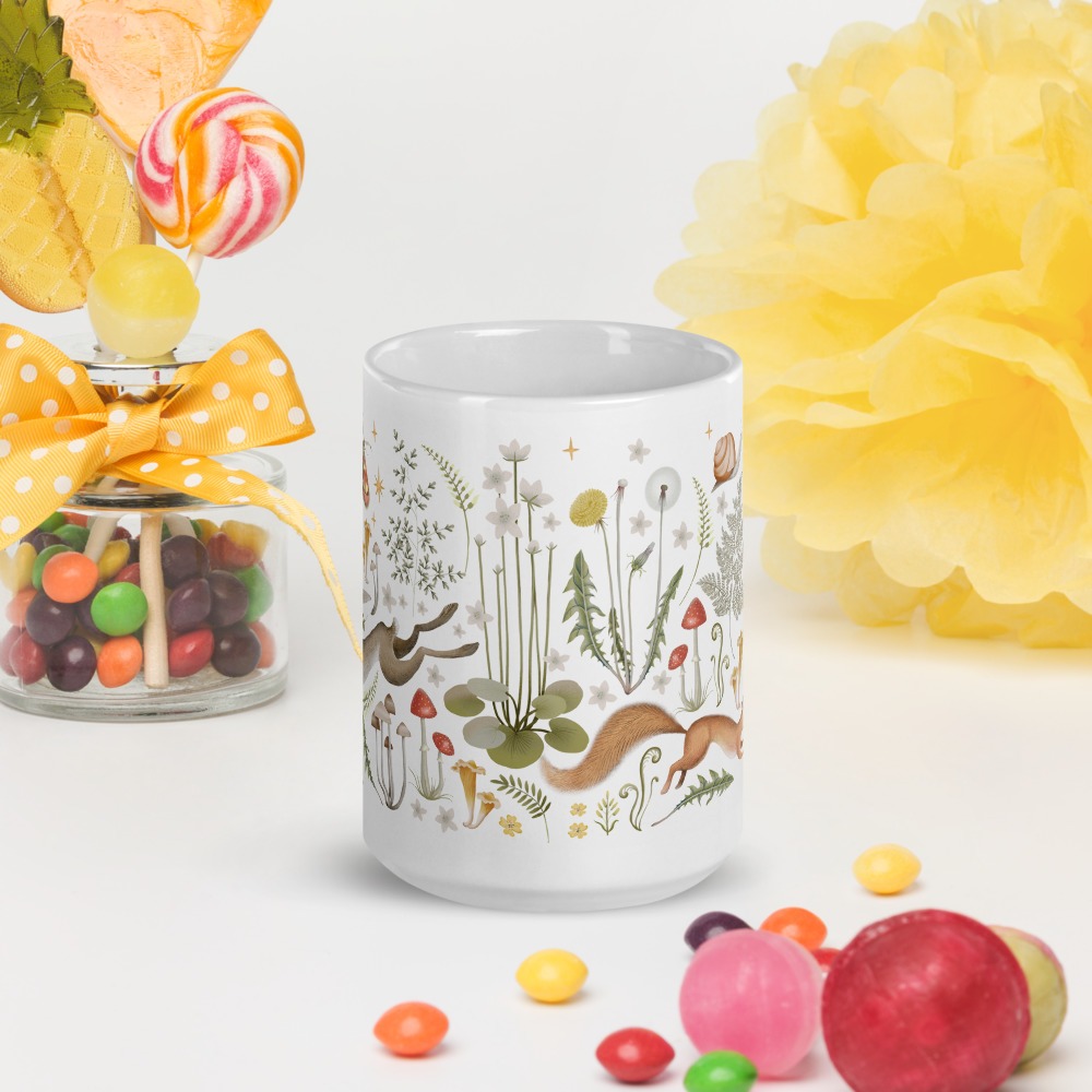 Fall Autumn Cottagecore Mug, Ceramic, Microwave Dishwasher Safe Farm Decor with Animals Nature Floral