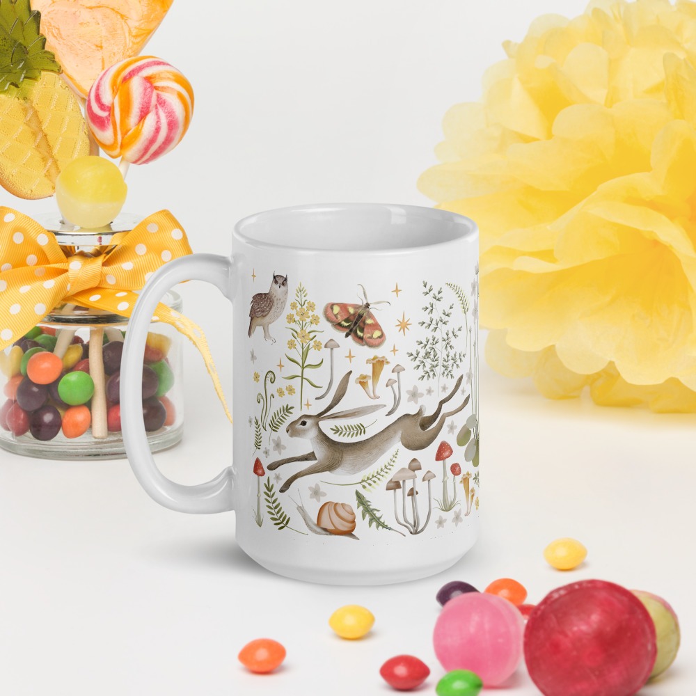 Fall Autumn Cottagecore Mug, Ceramic, Microwave Dishwasher Safe Farm Decor with Animals Nature Floral