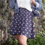 Purple and blue luna moth skirt, with lightening bugs, floral cottagecore firefly nature inspired mini skirts