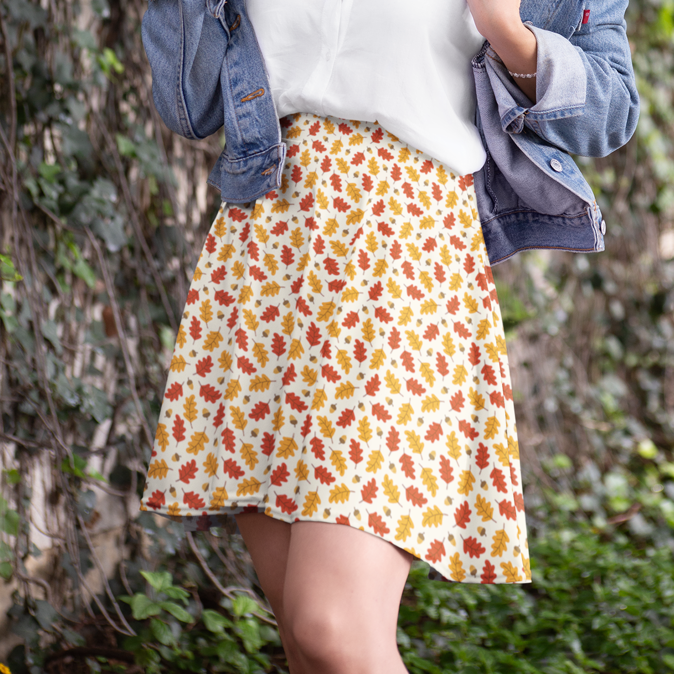 Orange and white Thanksgiving skirt, mini skirts for fall and Autumn, falling leaves