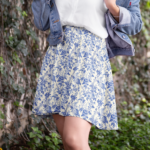 Blue floral skirt, flare skater vintage inspired cottagecore mini skirt, cottage core dress and outfits