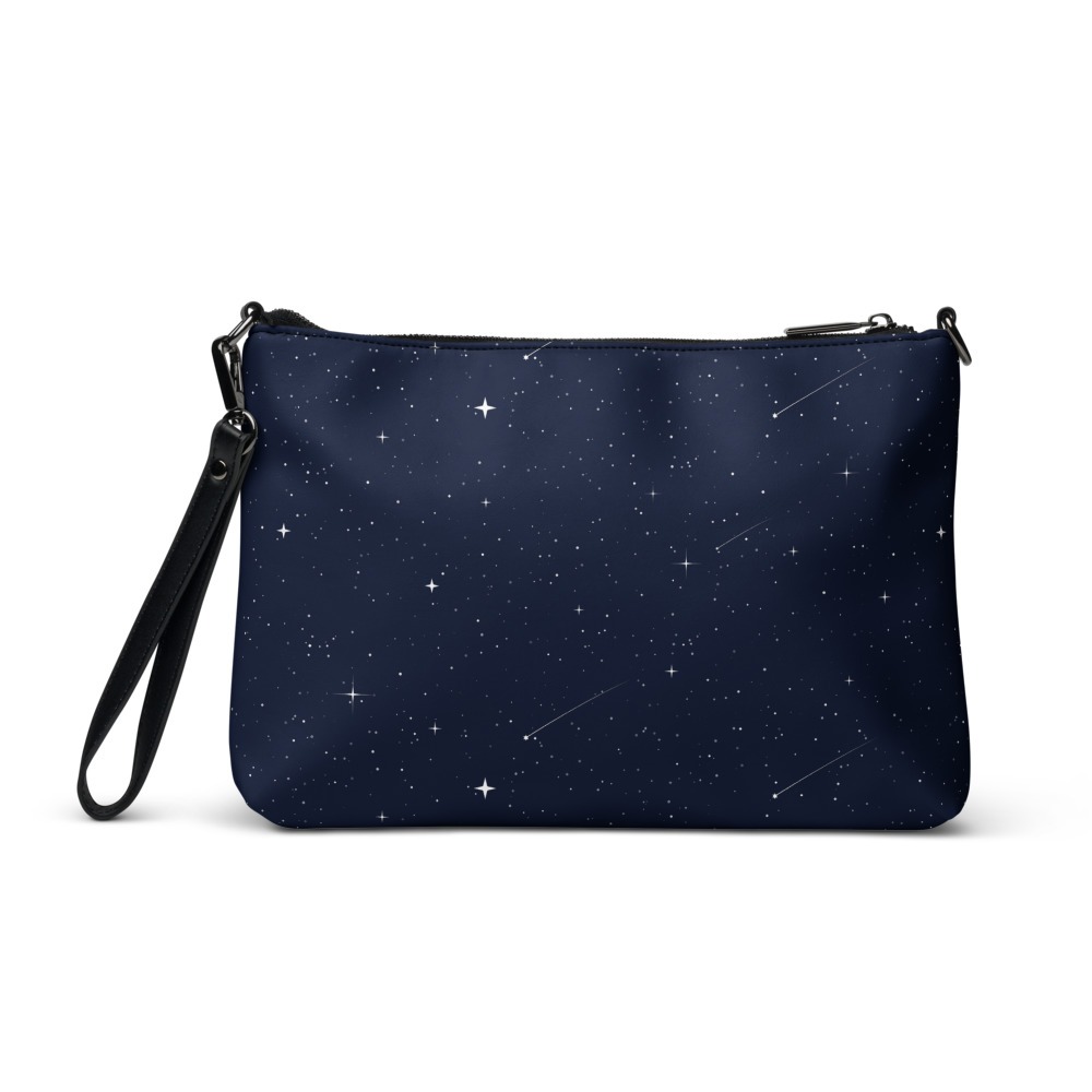 Celestial Crossbody Bag, Starry Night Purse with Shooting Stars, Dark Navy, Outer Space, Bags for Women