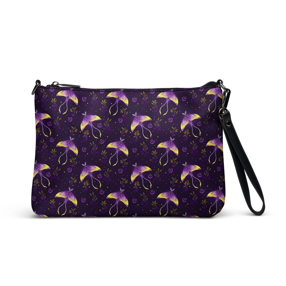 Luna Moth Crossbody Bag, Purple Cottagecore Purse