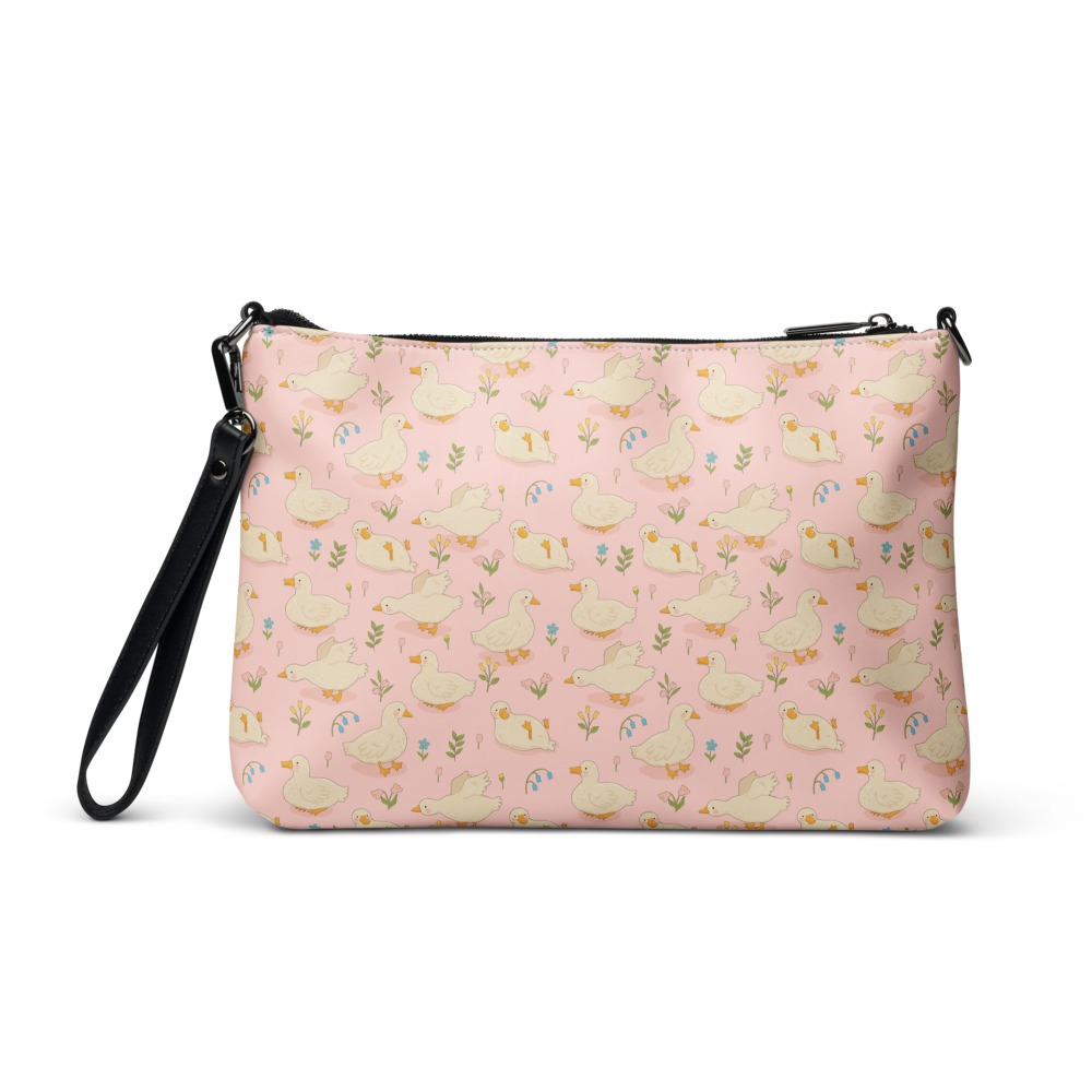 Cute yellow duck pink purse. Kawaii clothes and crossbody bags for travel for women, girls, teens.