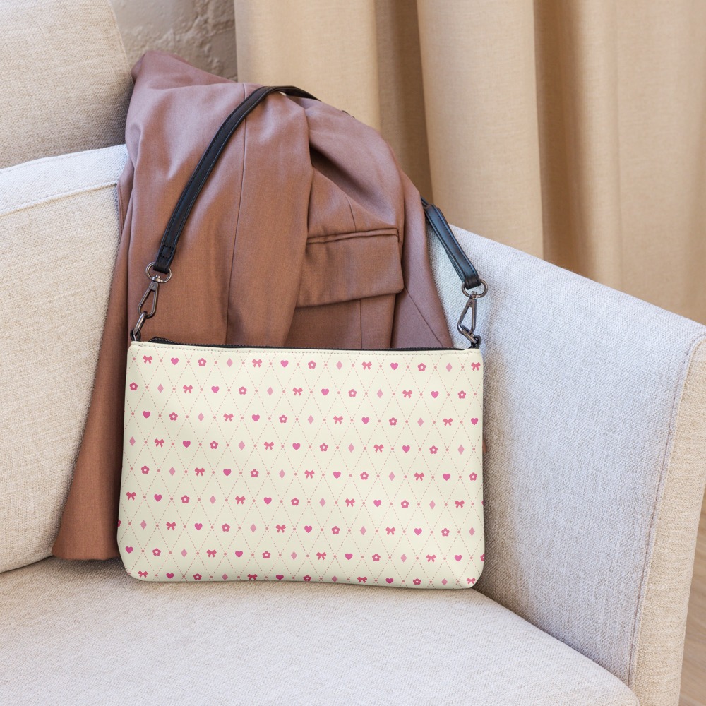 pink crossbody bag, pink purse, pretty preppy heart bow plaid flower