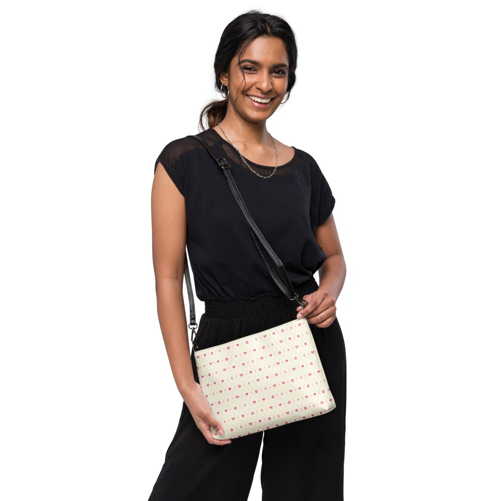 Preppy Crossbody Bag, Pink Purse with Straps. Cross body bags for women and teens. Add this convertible clutch and shoulder plaid purse, with bow, heart, and diamond accents, to your Valentine's Day clothing collection for your next date night outfit. See more preppy and kawaii clothes from Mindful Knight.