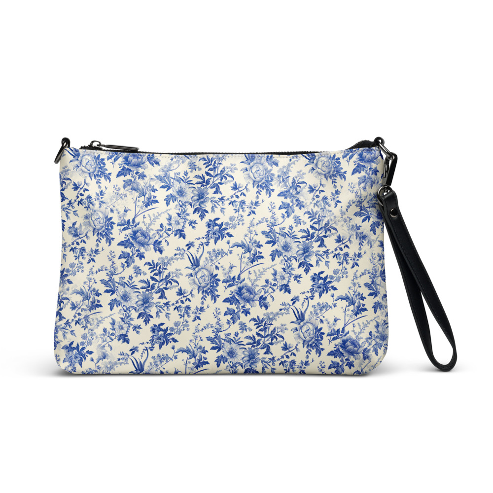 Vintage Floral Crossbody Bag, Blue Purse with Straps