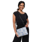 Vintage inspired blue floral purse. Cottagecore vegan faux leather crossbody bags for travel for women, girls, teens.