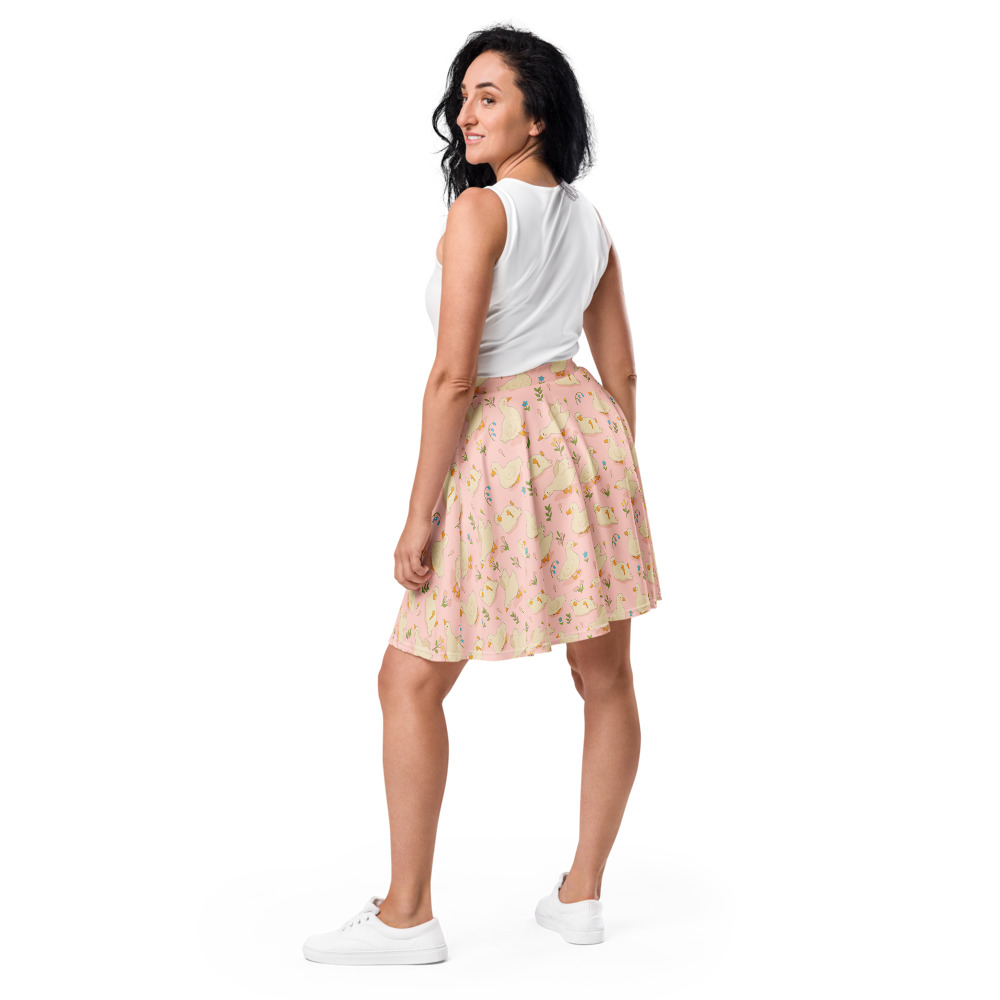 kawaii clothes, pink kawaii duck skirt, mini skirt in petite, standard, and plus size skirts