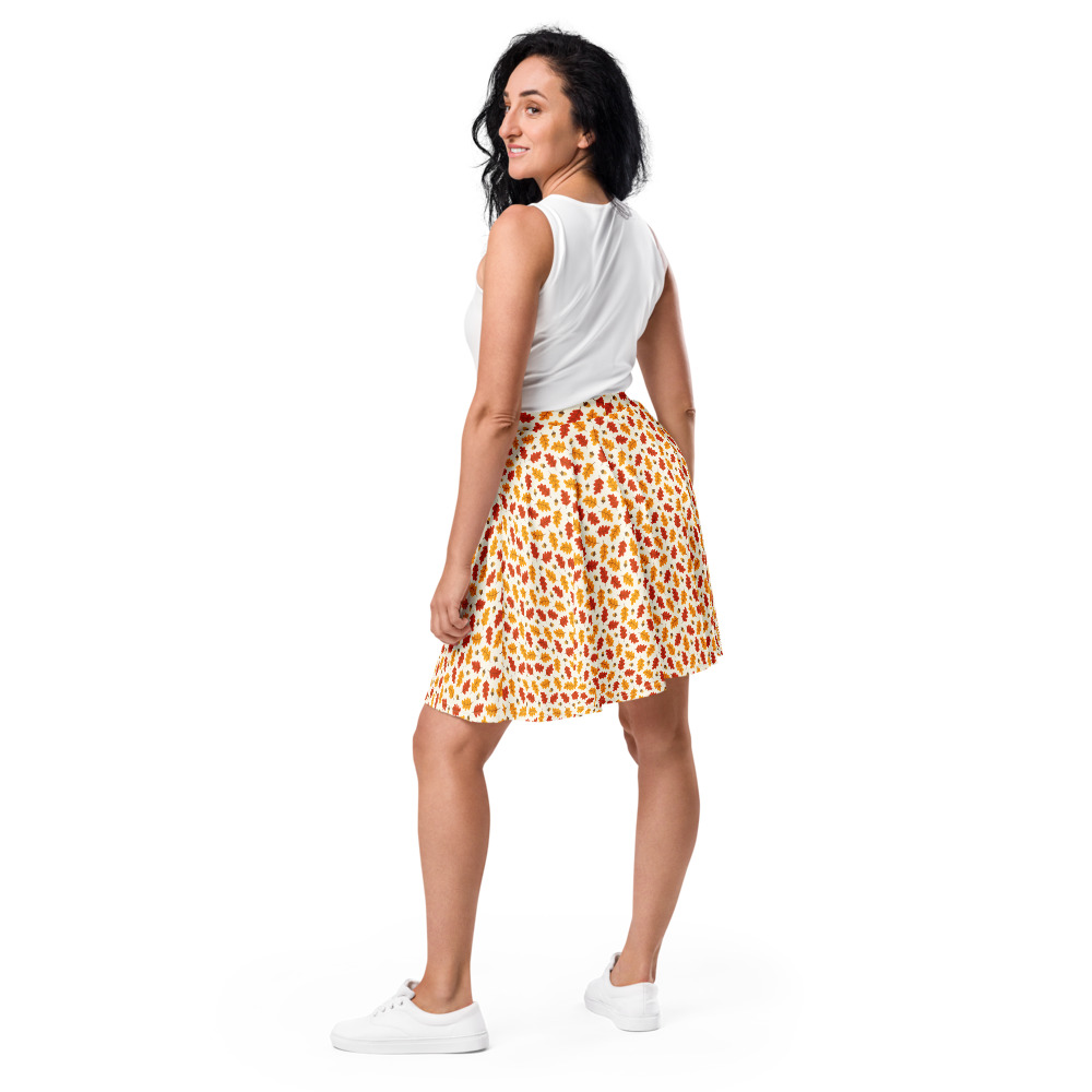 Orange and white Thanksgiving skirt, mini skirts for fall and Autumn, falling leaves