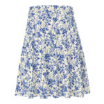 Blue floral skirt, flare skater vintage inspired cottagecore mini skirt, cottage core dress and outfits