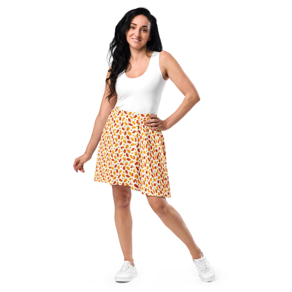 Orange and white Thanksgiving skirt, mini skirts for fall and Autumn, falling leaves