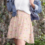 kawaii clothes, pink kawaii duck skirt, mini skirt in petite, standard, and plus size skirts