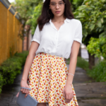 Orange and white Thanksgiving skirt, mini skirts for fall and Autumn, falling leaves