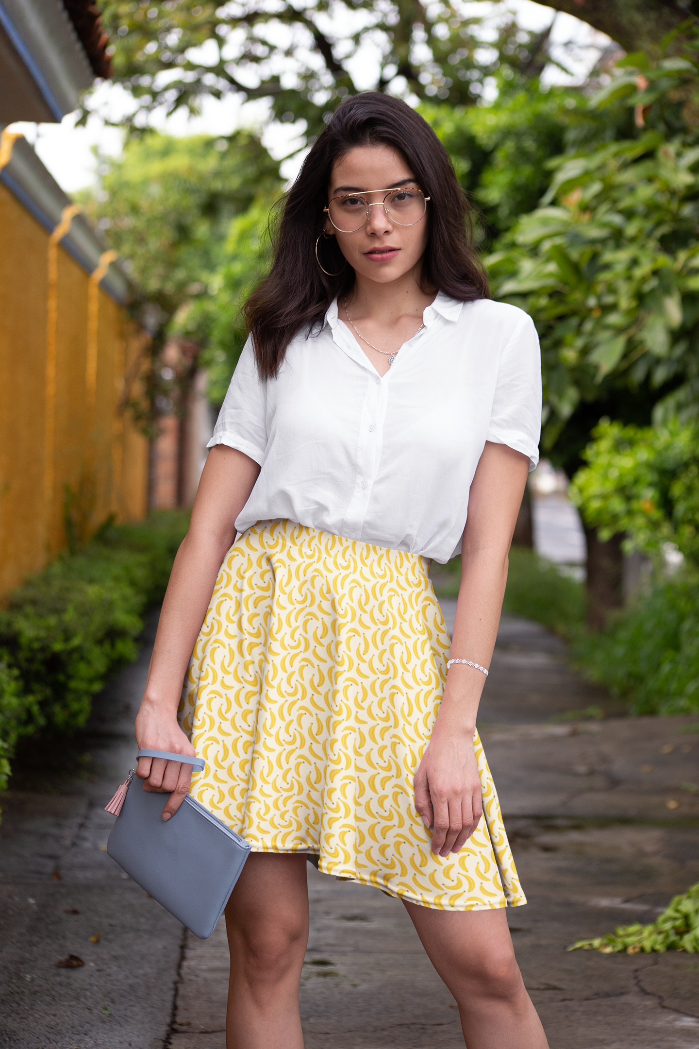 yellow banana skirt, retro and vintage inspired tropical fruit skirt