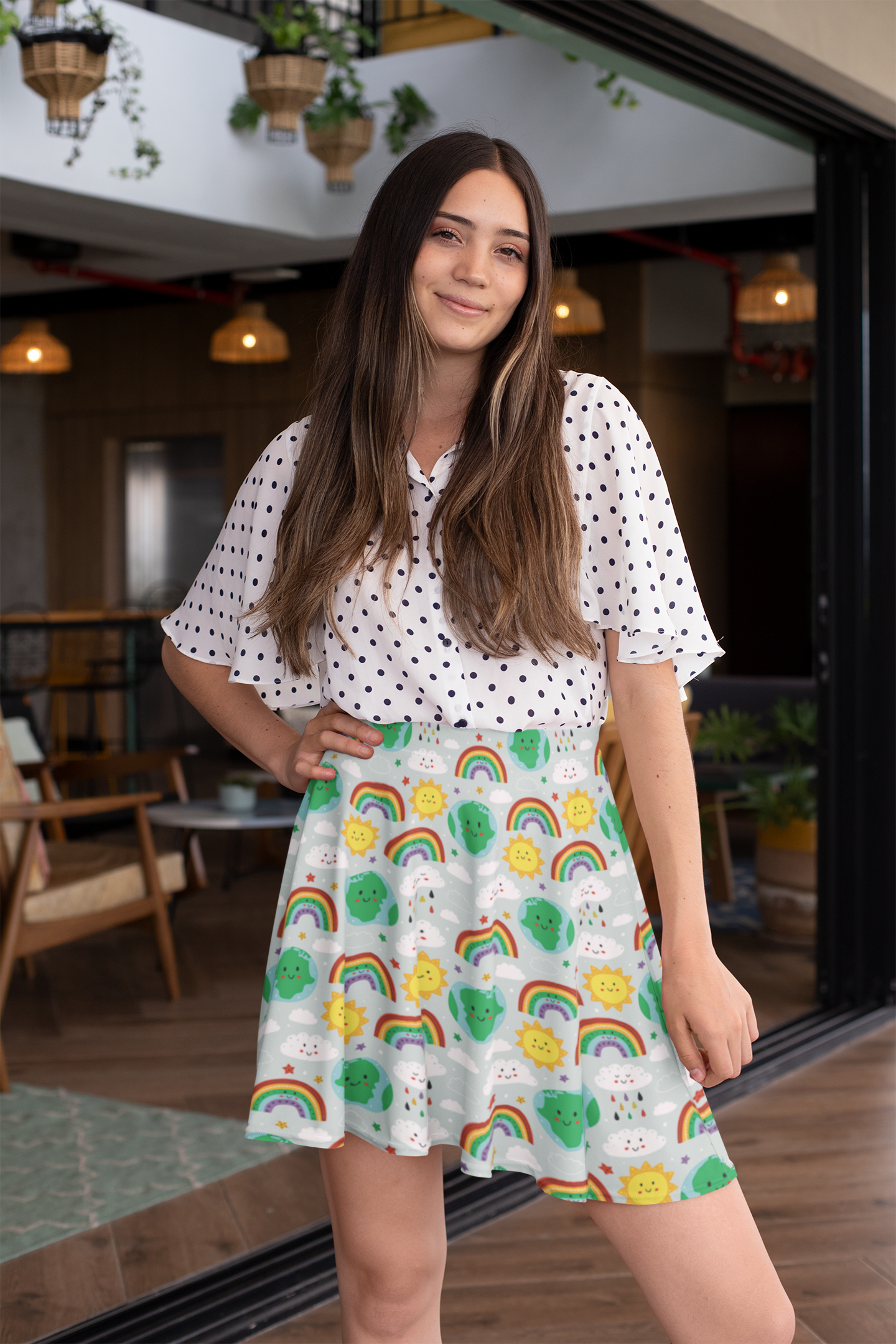 Rainbow Earth Day skirt