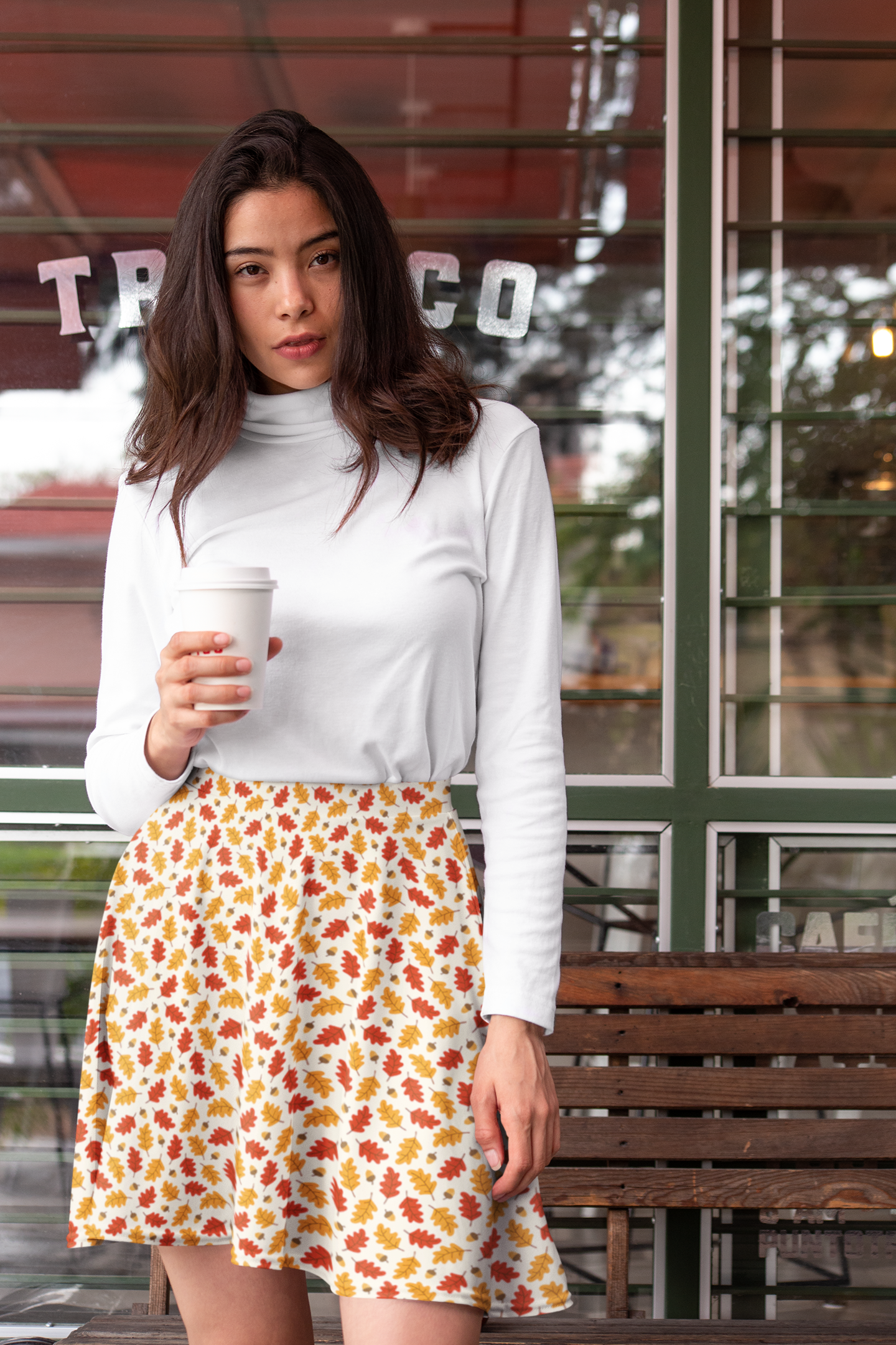 Orange and white Thanksgiving skirt, mini skirts for fall and Autumn, falling leaves