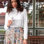 blue and pink floral skirt, mini skirts for women, flare skater skirt