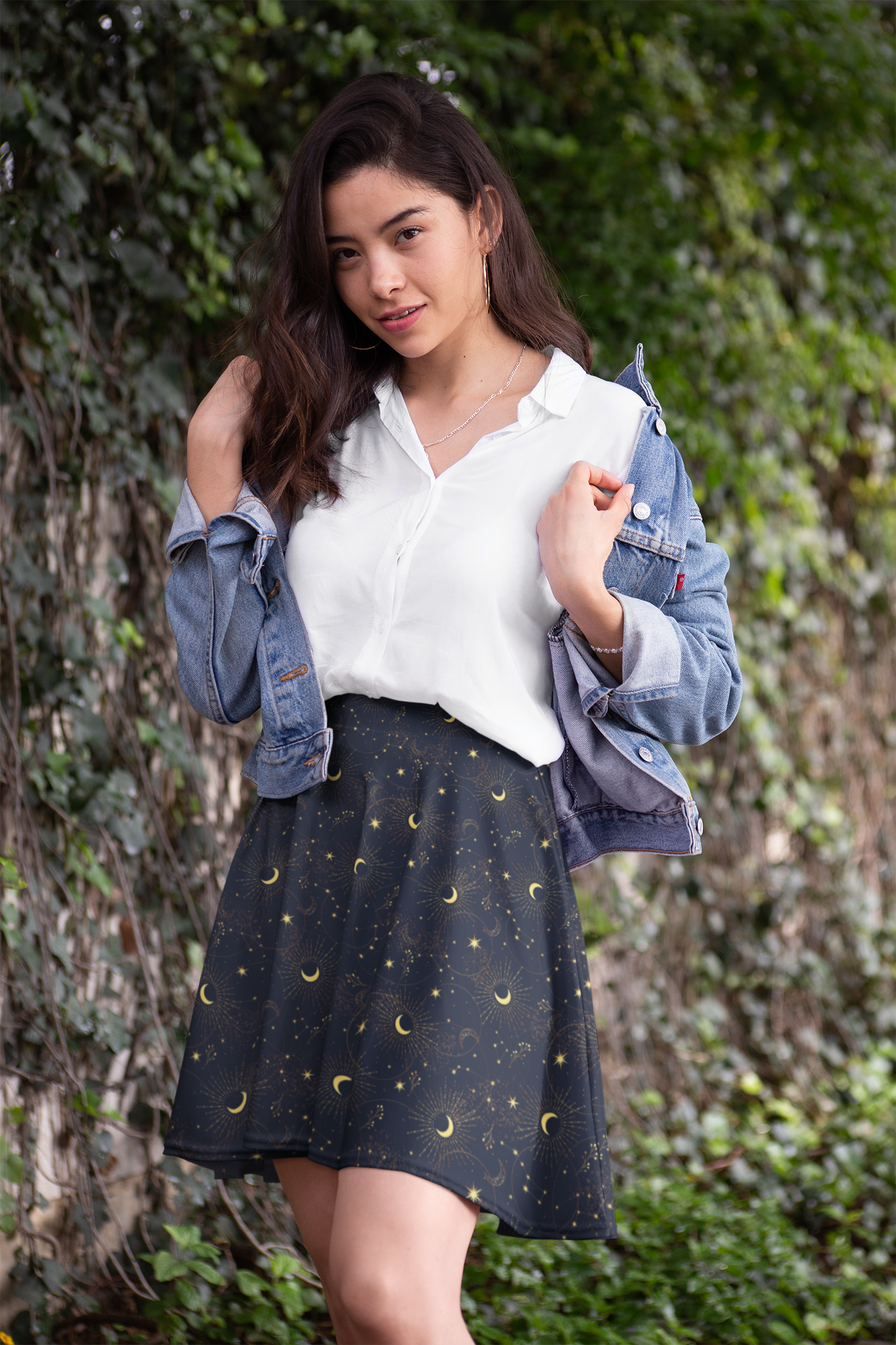 gold constellation starry cottagecore moon skirt