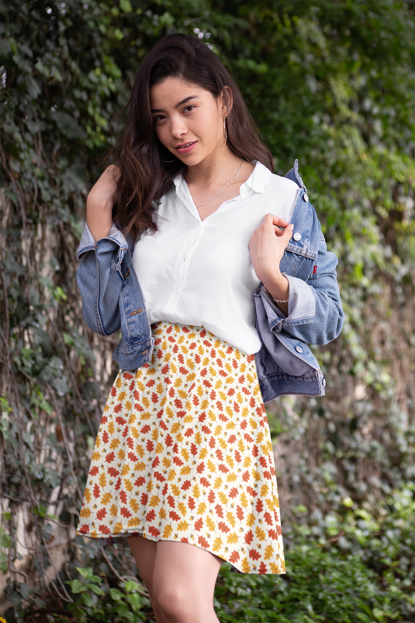 Orange and white Thanksgiving skirt, mini skirts for fall and Autumn, falling leaves