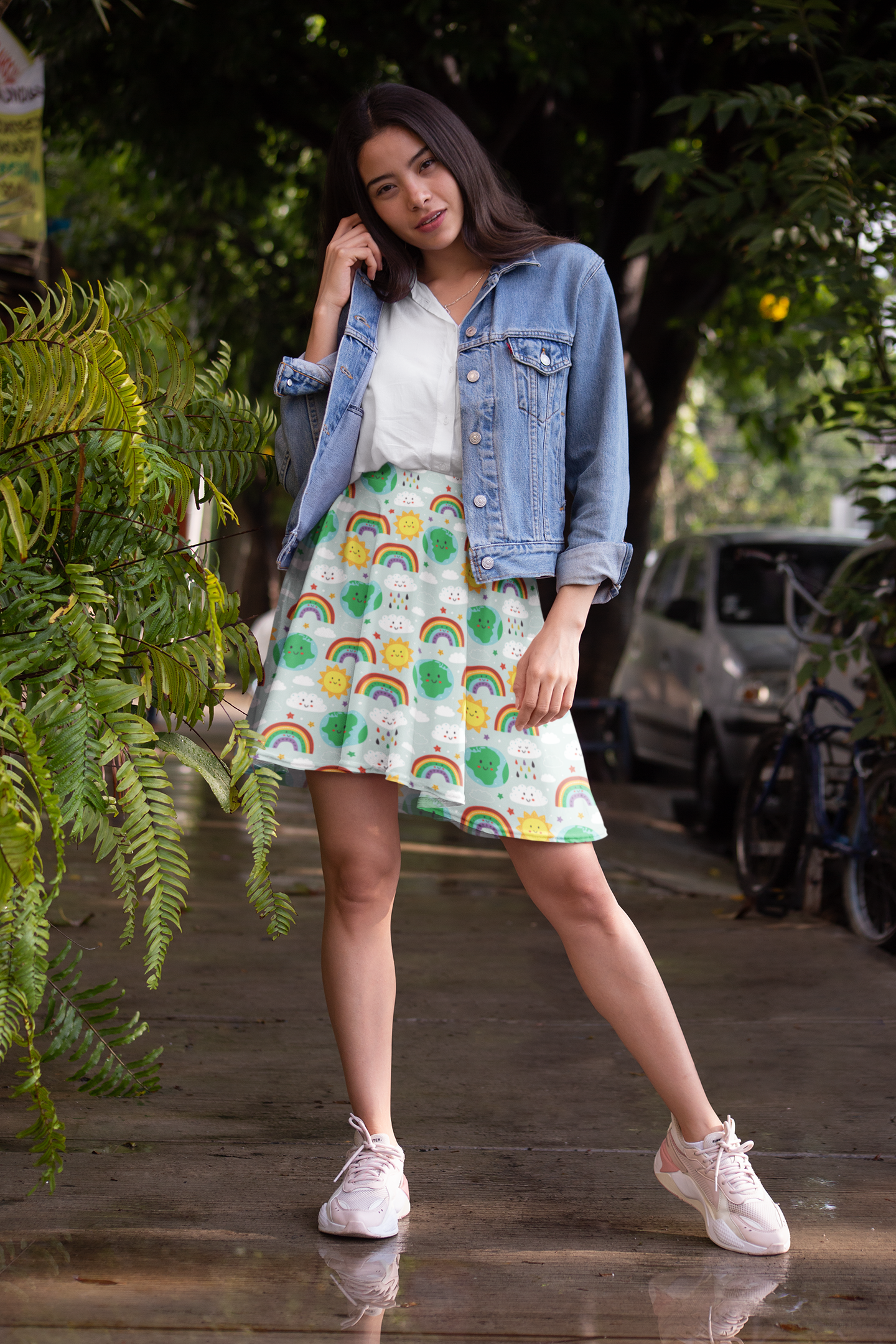 Rainbow Earth Day skirt