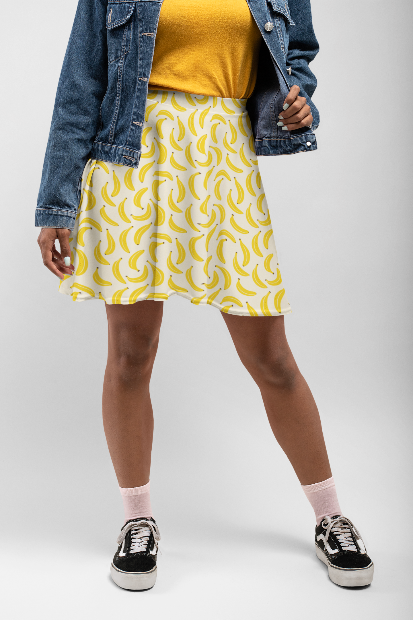 yellow banana skirt, retro and vintage inspired tropical fruit skirt