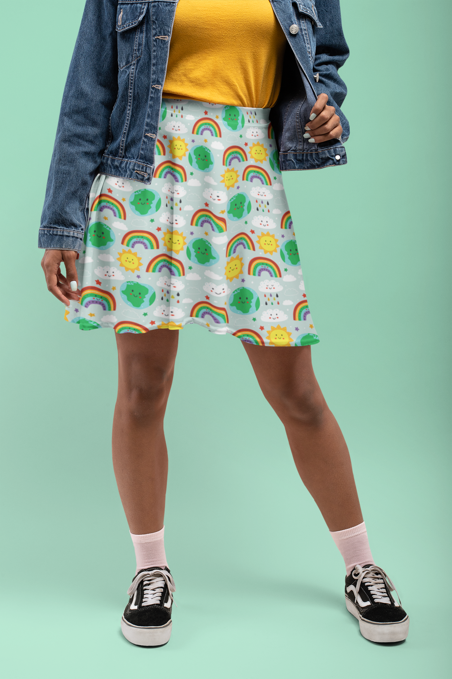 Rainbow Earth Day skirt