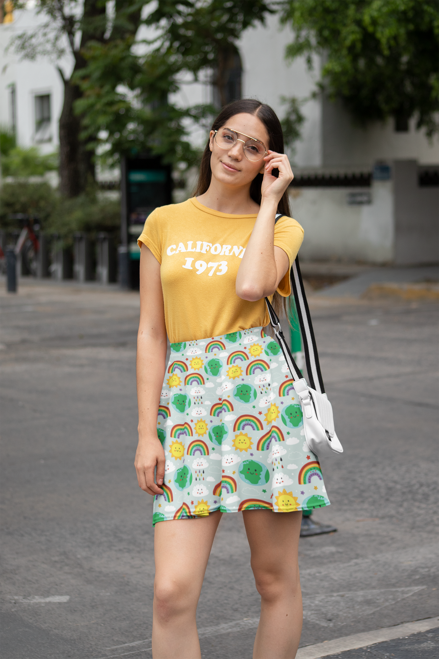 Rainbow Earth Day skirt