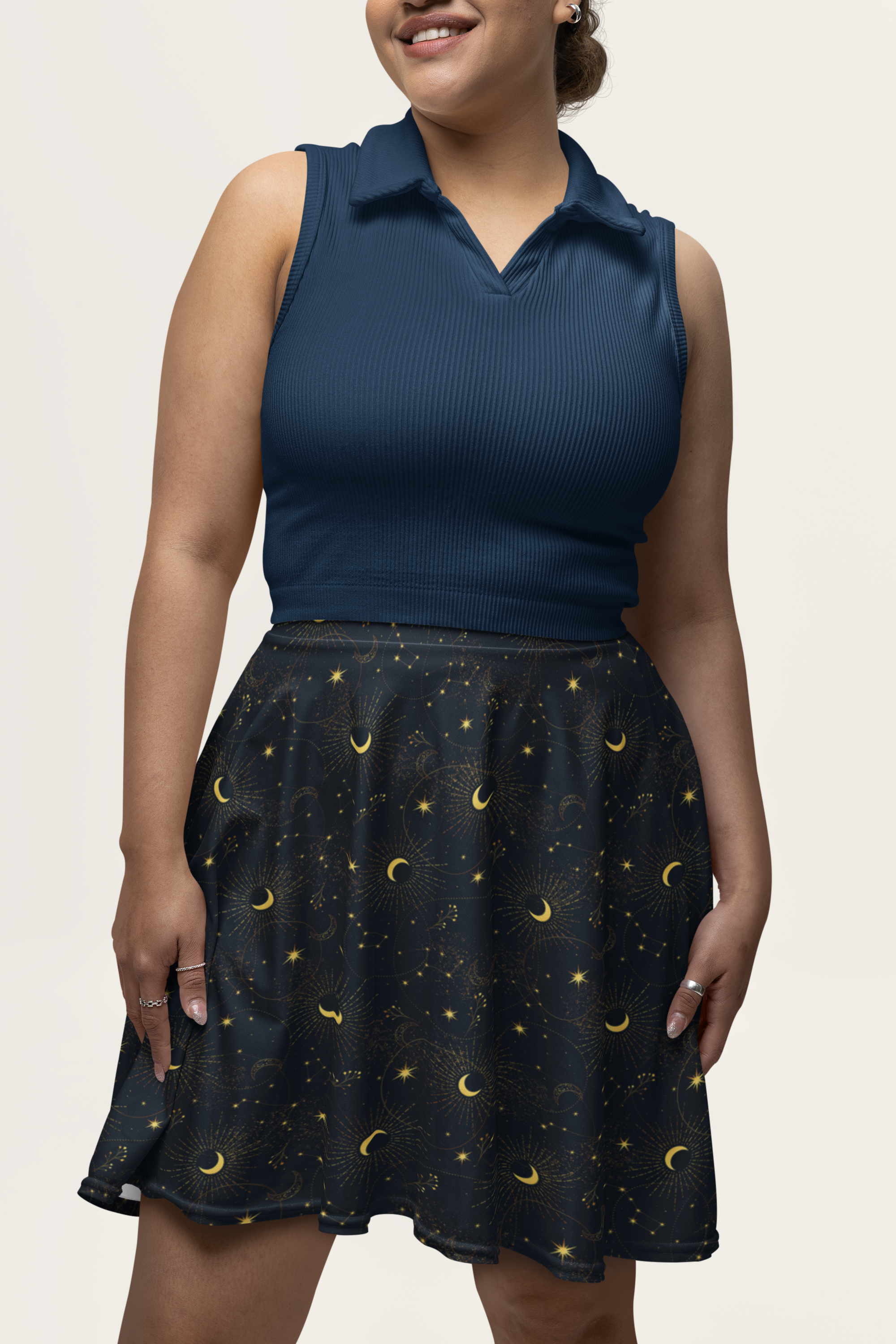 gold constellation starry cottagecore moon skirt